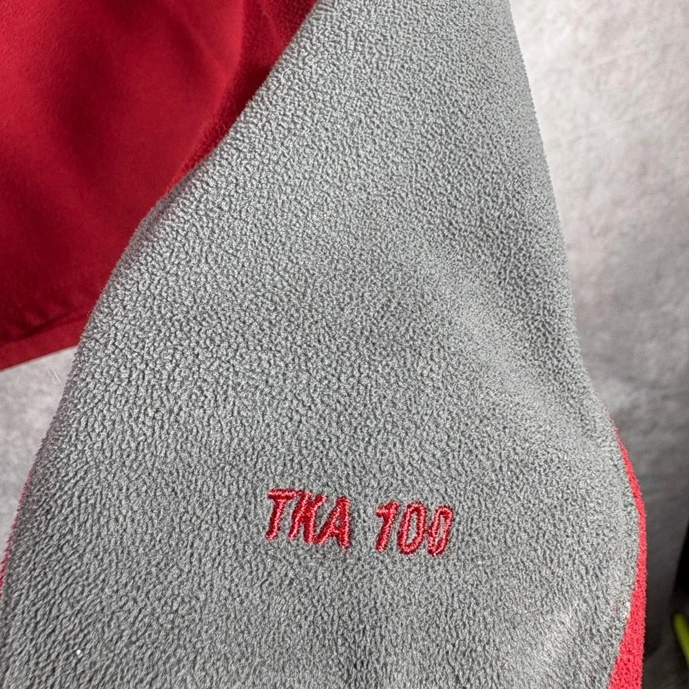 The North Face Fleece Sweater Men M Red TKA 100 1/4 Zip Pullover Two Tone Hiking